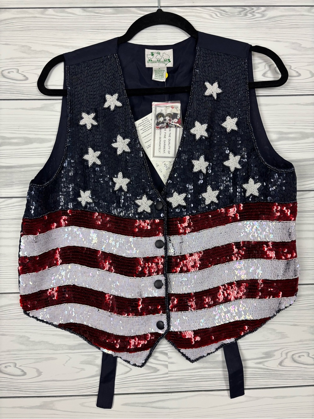 The Quacker Factory Sequin American Flag 4th of July Vest Size small NWT - Picture 1 of 7